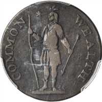 1787 Massachusetts Cent. Ryder 2b-C, W-6050. Rarity-4+. Arrows in Left Talon. VF-20 (PCGS).