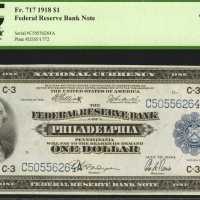 Fr. 717. 1918 $1 Federal Reserve Bank Note. Philadelphia. PCGS Choice About New 58.