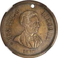 1860 Abraham Lincoln. DeWitt-AL 1860-33. Brass. 31 mm. EF-40 (NGC).
