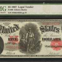 Fr. 89. 1907 $5 Legal Tender Note. PMG Very Fine 30.