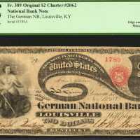Louisville, Kentucky. $2 Original. Fr. 389. The German NB. Charter #2062. PCGS Fine 15 Apparent. Edg