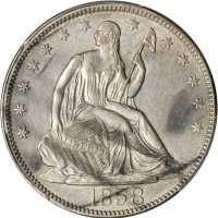 1858 Liberty Seated Half Dollar. WB-101. Type I Reverse. AU Details--Environmental Damage (PCGS).