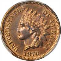 1870 Indian Cent. Proof-64 RB (PCGS).