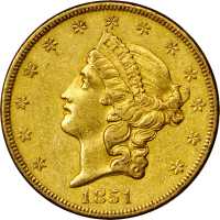 1851-O Liberty Head Double Eagle. AU-50 (PCGS).
