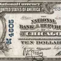 Chicago, Illinois. $10 1902 Plain Back. Fr. 628. The NB of the Republic. Charter #4605. Extremely Fi