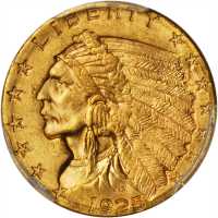 1925-D Indian Quarter Eagle. MS-64 (PCGS).