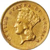 美国1878年3美元金币。