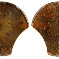 1978年香港1毫，缺肉，PCGS MS63