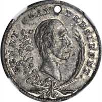 1844 Henry Clay. DeWitt-HC 1844-42, var. White metal. 21 mm. AU-55 (NGC).