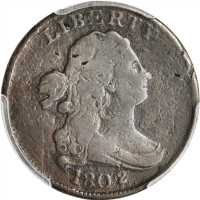 1802/0 Draped Bust Half Cent. C-2. Rarity-3. Second Reverse (a.k.a. Reverse of 1802). Fine Details--