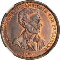 1860 Abraham Lincoln. DeWitt-AL 1860-51. Copper. 27 mm. MS-65 RB (NGC).