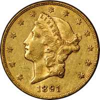 1891-CC Liberty Head Double Eagle. AU-50 (PCGS).