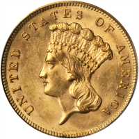 1889 Three-Dollar Gold Piece. MS-63 (PCGS). CAC.
