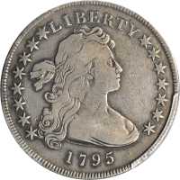 1795 Draped Bust Silver Dollar. BB-51, B-14. Rarity-2. Off-Center Bust. VG-10 (PCGS).