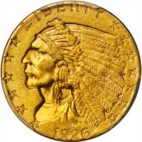 1926 Indian Quarter Eagle. MS-61 (PCGS).