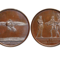 1815年法国铸造拿破崙重登法国帝位 铜质纪念章，41mm，未使用