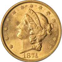 1874-S Liberty Head Double Eagle. MS-62 (PCGS). CAC.