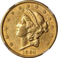 1860 Liberty Head Double Eagle. AU-50 (NGC).