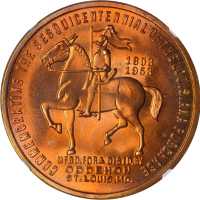 1953 Louisiana Purchase Sesquicentennial. Copper. 41 mm. HK-509. Rarity-2. MS-66 RD (NGC).