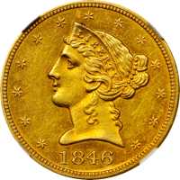 1846 Liberty Head Half Eagle. Large Date. AU Details--Improperly Cleaned (NGC).