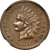 1877 Indian Cent. AU-55 BN (NGC).