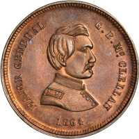 1864 Abraham Lincoln. DeWitt-AL 1864-16. Copper. 30.9 mm. Uncirculated and nearly choice but the Lin