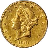 美国1906-S年20美元金币。