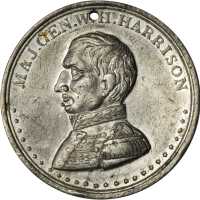 1840 William Henry Harrison. DeWitt-WHH 1840-18. White metal. 37.2 mm. Extremely Fine, neatly pierce