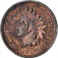 1887 Indian Cent. Proof-64 RB (PCGS).