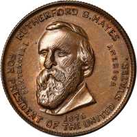 1876 Rutherford B. Hayes. DeWitt-RBH 1876-3. Copper. 31.3 mm. Mint State.