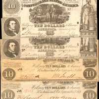 Confederate Currency. Lot of (4) 1861 $10 Notes. Very Fine.
