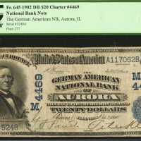 Aurora, Illinois. $20 1902 Date Back. Fr. 645. The German American NB. Charter #4469. PCGS Fine 15.