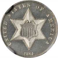 1861 Silver Three-Cent Piece. Proof-66 (NGC).