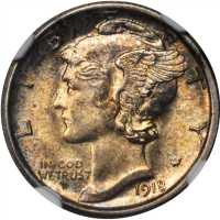 1918-S Mercury Dime. MS-64 (NGC).