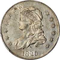 1825/4/2 Capped Bust Quarter. B-2. Rarity-2. AU-53 (PCGS).