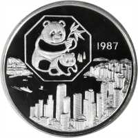 1987年5盎斯银章。熊猫系列。