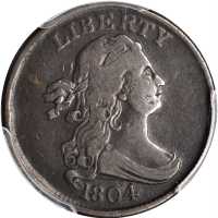 1804 Draped Bust Half Cent. C-10. Rarity-1. Crosslet 4, Stems to Wreath. VF-25 (PCGS).
