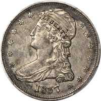 1837 Capped Bust Half Dollar. Reeded Edge. 50 CENTS. GR-14. Rarity-1. AU-50 (PCGS).