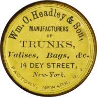New York, New York. 1868 Wm. O. Headley & Son. Bowers NY-6340. Silvered brass. 38 mm. Choice About U