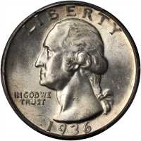 1936-D Washington Quarter. MS-64 (PCGS).