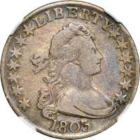 1803 Draped Bust Half Dollar. O-103, T-3. Rarity-3. Large 3, Large Reverse Stars. VF-20 (NGC).