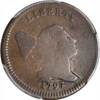1797 Liberty Cap Half Cent. C-3a. Rarity-3. Plain Edge, Low Head. Good Details--Graffiti (PCGS).