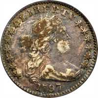 1797 Draped Bust Half Dime. LM-4. Rarity-6. 13 Stars. VF-35 (PCGS). CAC.