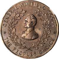 1852 Winfield Scott. DeWitt-WS 1852-5. Copper-nickel. 33 mm. MS-65 (NGC).
