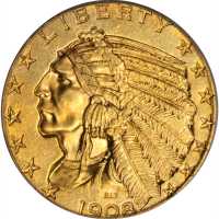 1908 Indian Half Eagle. MS-62 (PCGS). CAC.