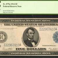 Fr. 879a. 1914 $5 Federal Reserve Note. Minneapolis. PCGS New 62.