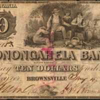 Brownsville, Pennsylvania. Monongahela Bank. January 4, 1859. $10. Fine.