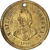 1860 Stephen Douglas. DeWitt-SD 1860-8. Brass. 31 mm. MS-63 (NGC).