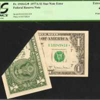 Fr. 1910-G*. 1977A $1 Federal Reserve Star Note. Chicago. PCGS Extremely Fine 40. Printed Fold Over.