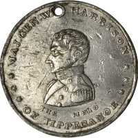 Group of four different large white metal pieces for the 1840 William Henry Harrison campaign.